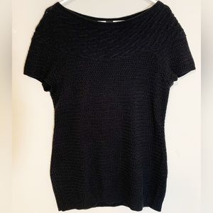New York and Co. (size L) Black Short-sleeve, Cable print, boat neck Sweater Top